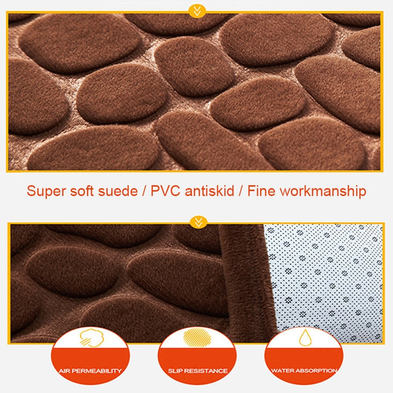 Non-slip Absorbent Pebble Mat With Memory Foam for Home | Washable Rug | Carpet Decor