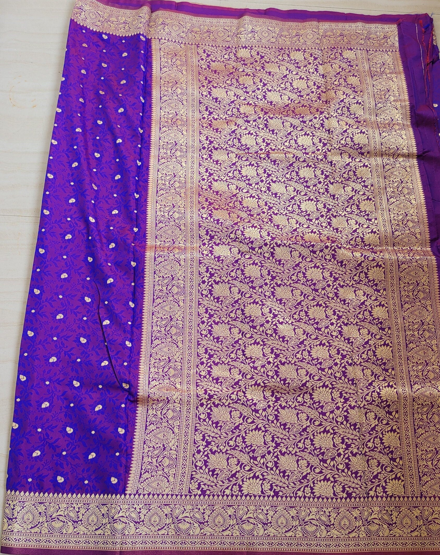 Dual Tone (Blue/Purple) Tanchoi Silk Saree