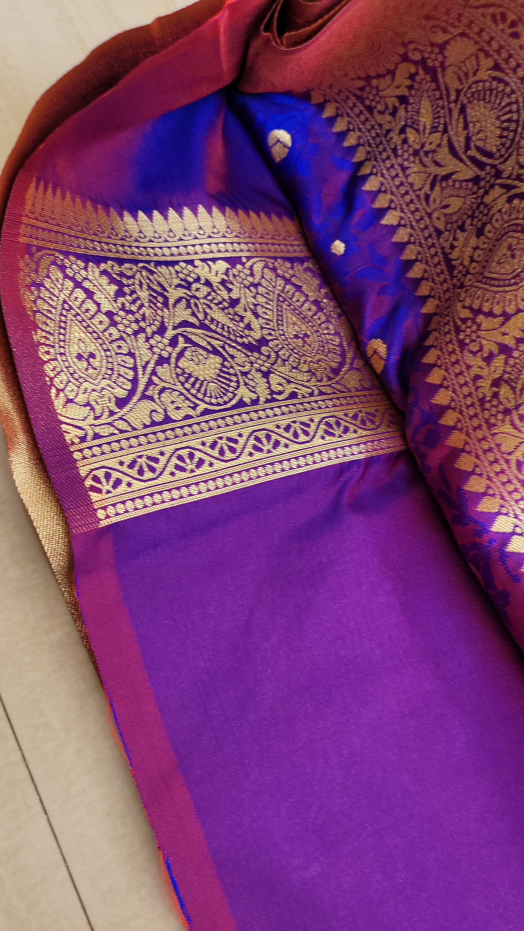 Dual Tone (Blue/Purple) Tanchoi Silk Saree