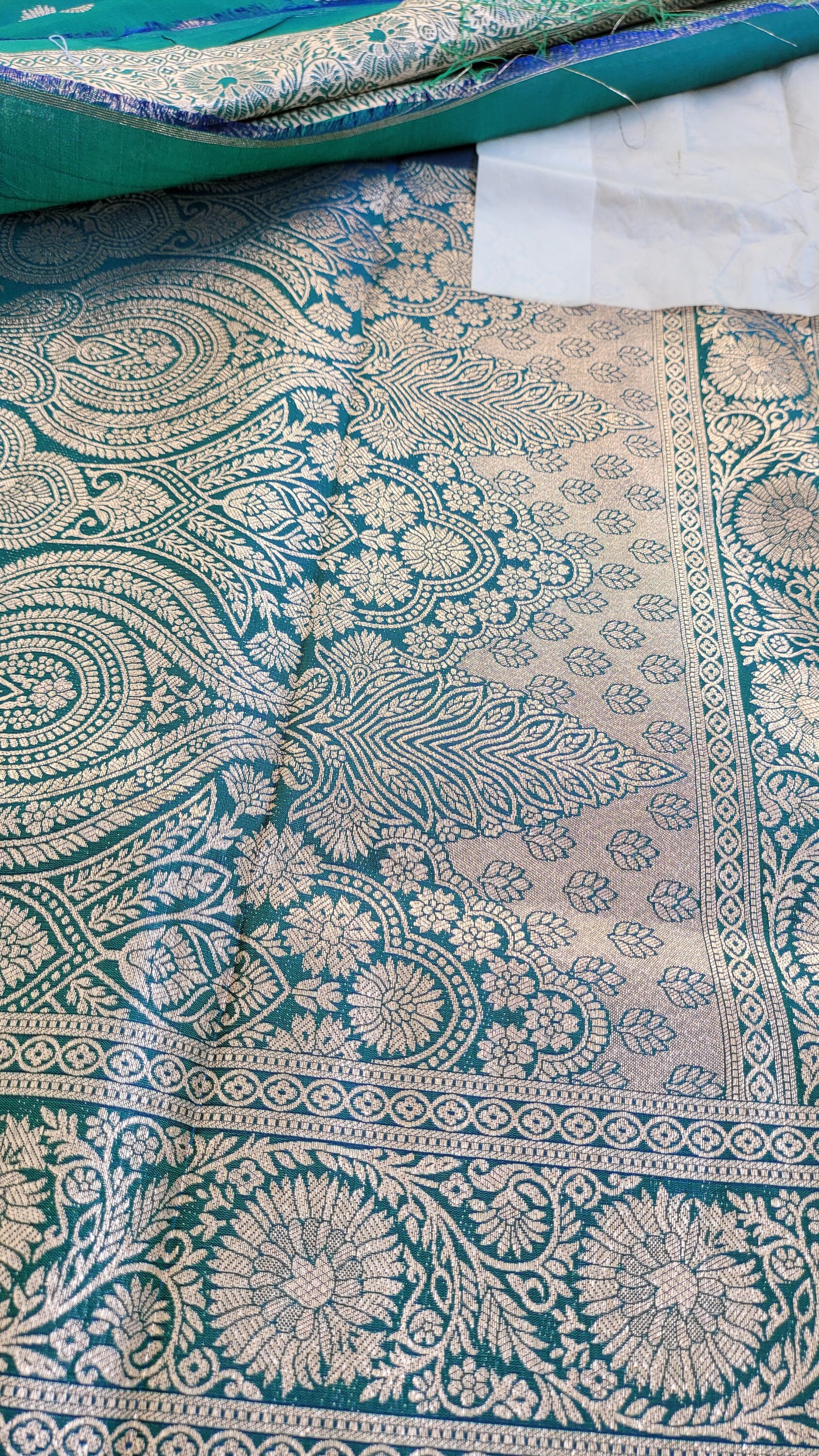 Peacock Blue Katan Benarasi Silk Saree