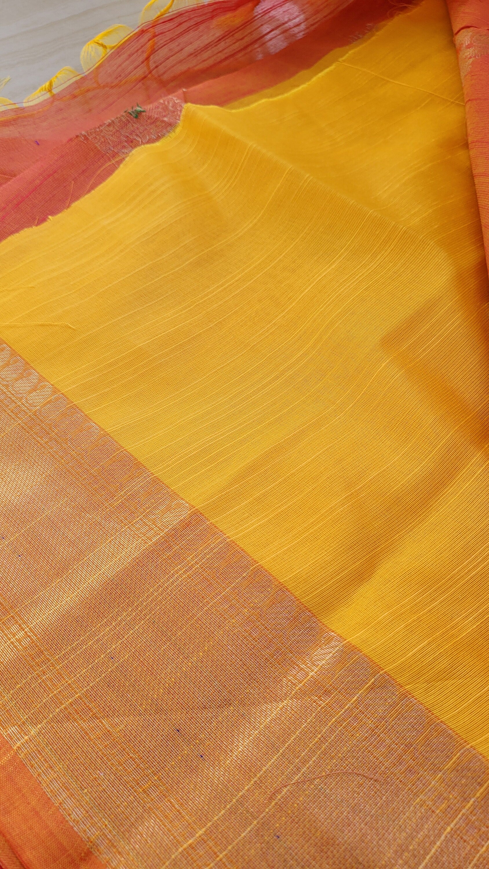 Dual Tone (Orange/Pink) Muga Silk Saree