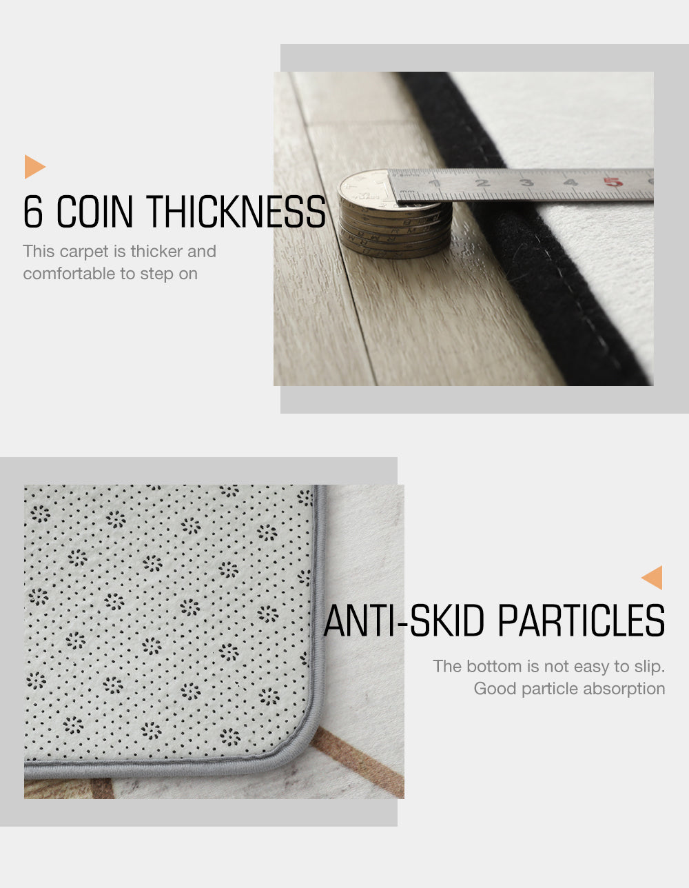 Black Grey Marble Geometric Carpet for Living Room | Plush Area Rug