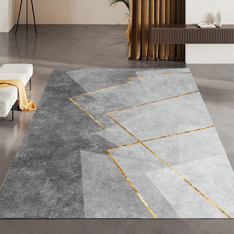 Gray-Tris Modern Geometric Carpet for Living Room | Area Rug