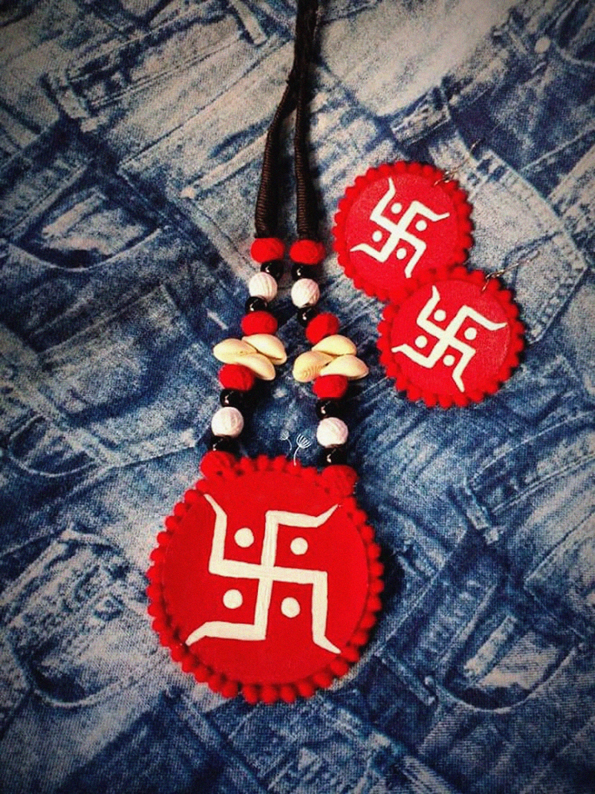 Traditional Bengali Swastik Neckpiece combo | Earrings | Necklace |Jewelry Set