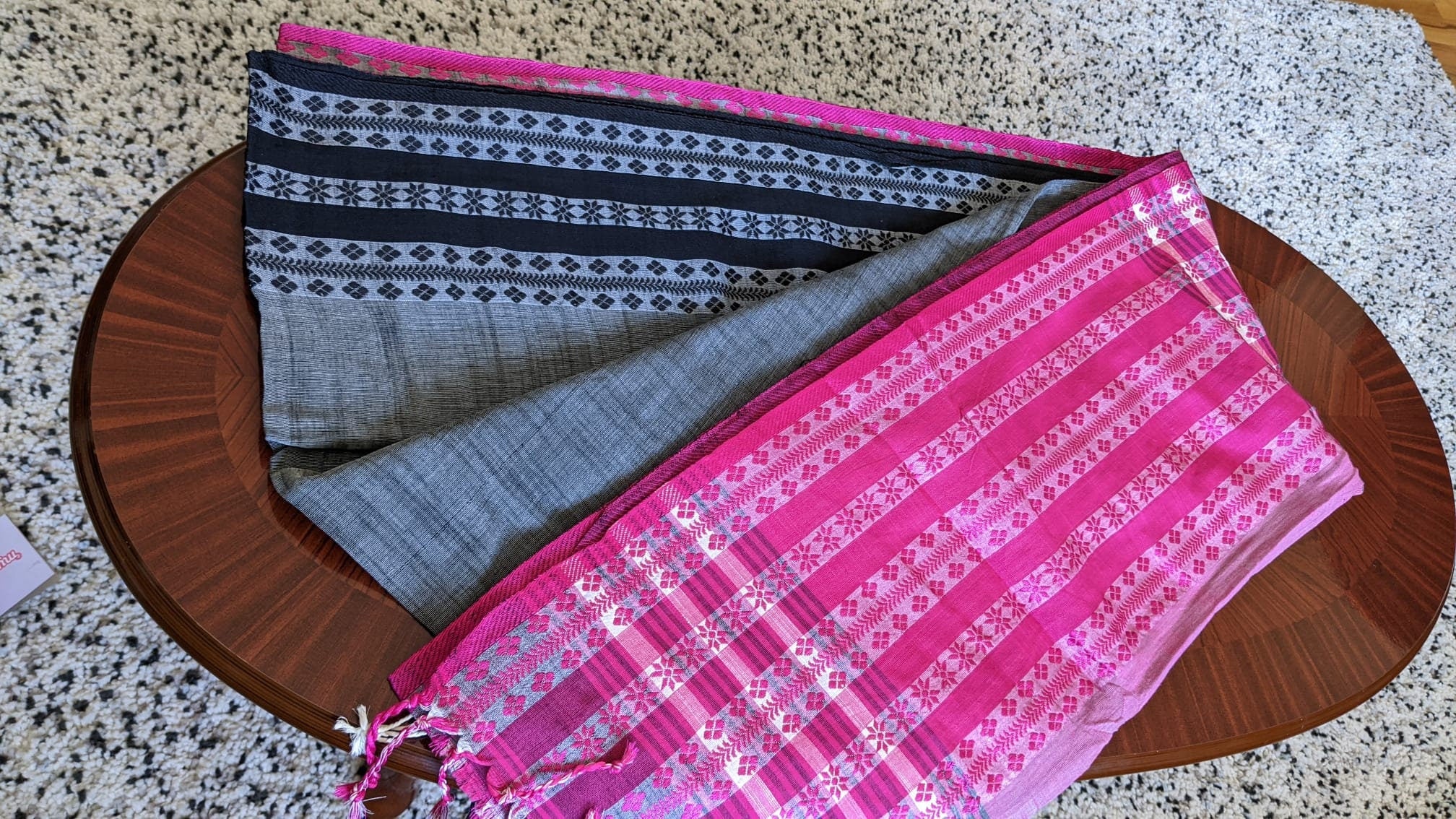 Traditional Grey Begampuri Khadi Saree