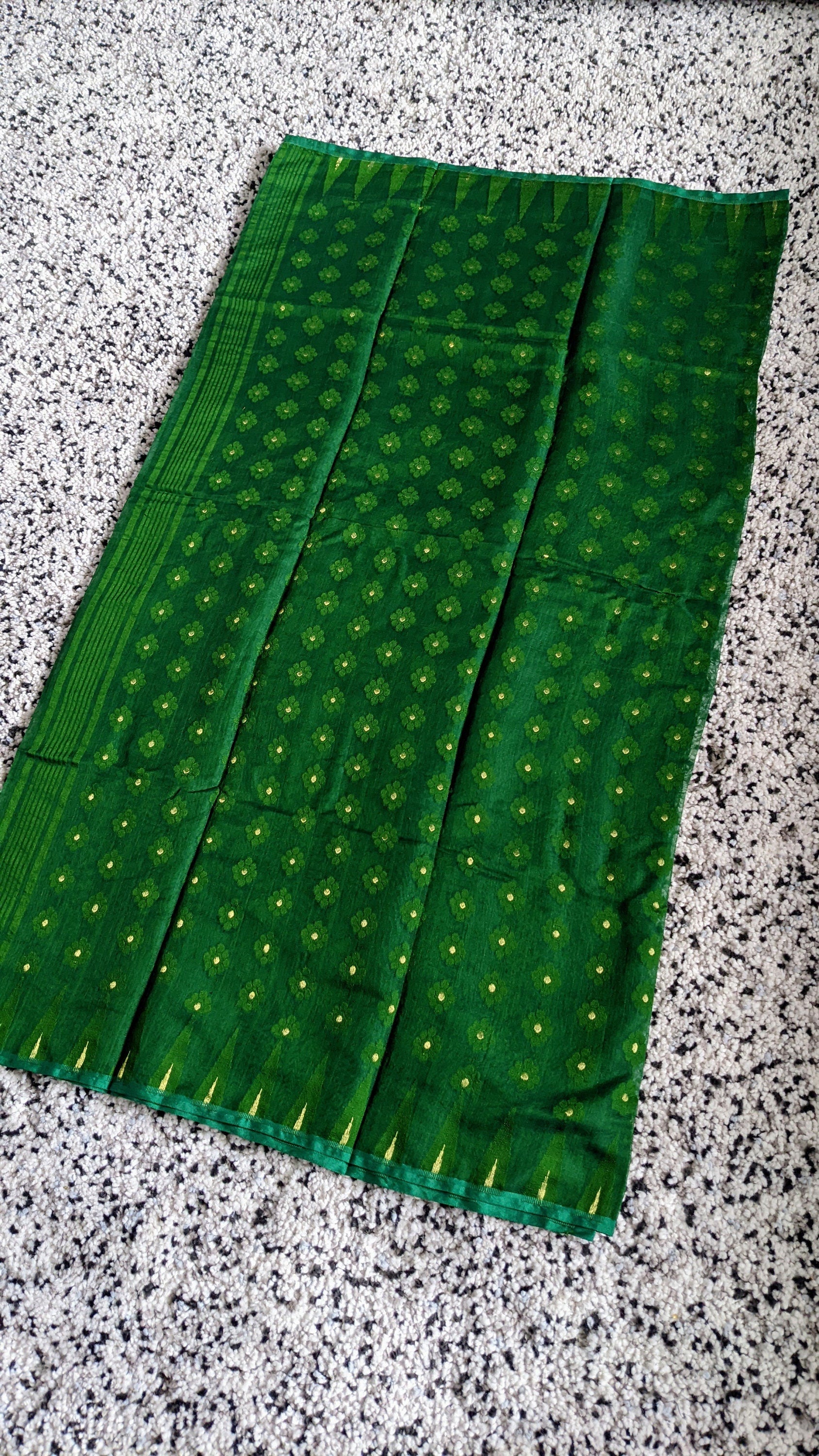Traditional Green Soft Dhakai Jamdani Saree