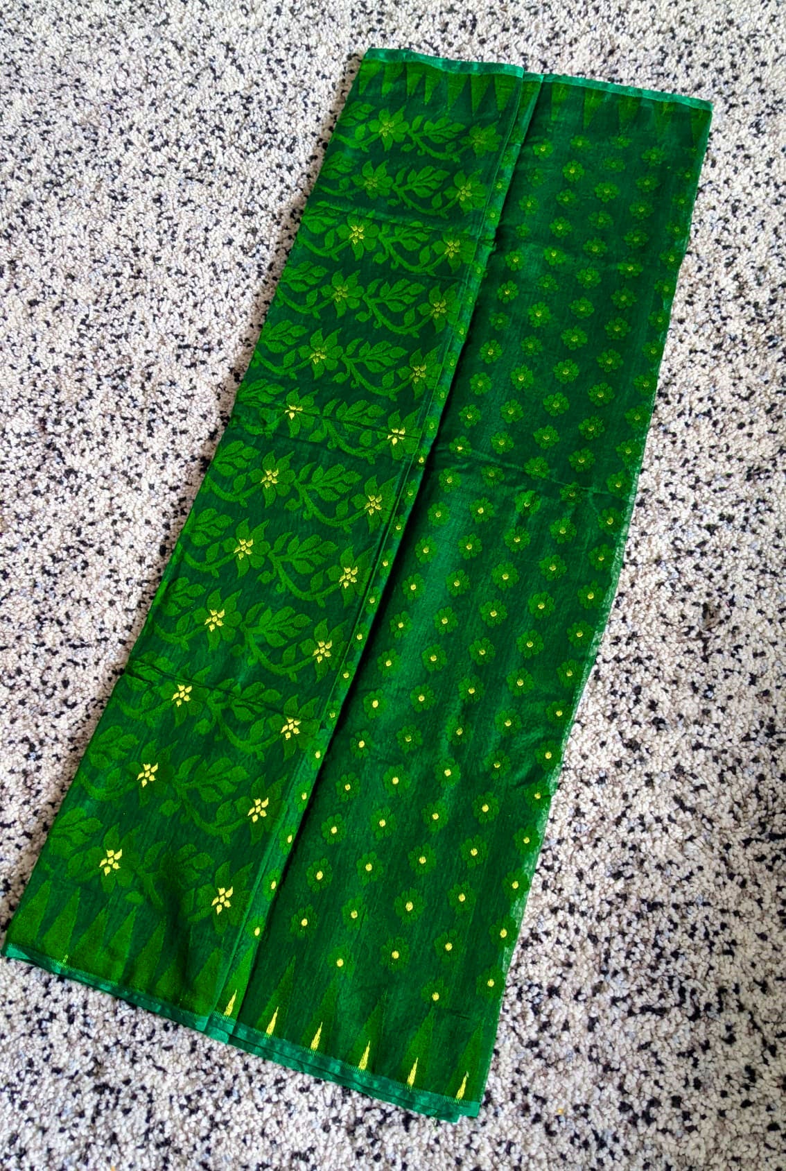 Traditional Green Soft Dhakai Jamdani Saree