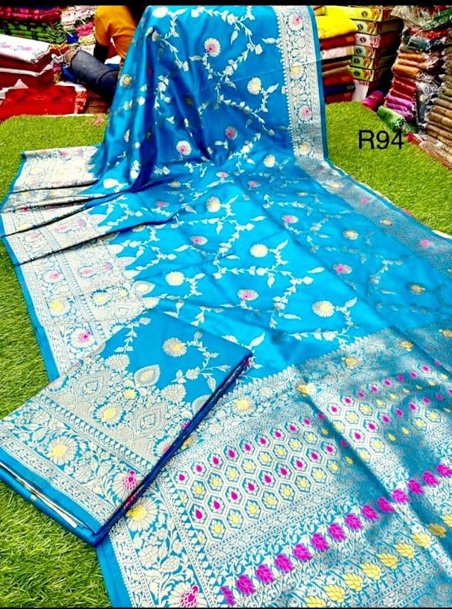 Blue Katan Banarasi Saree